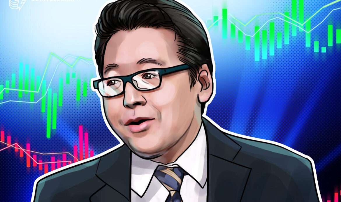 Comic book portrait illustration of an executive in glasses smiling against a background of rising green stock market chart lines.