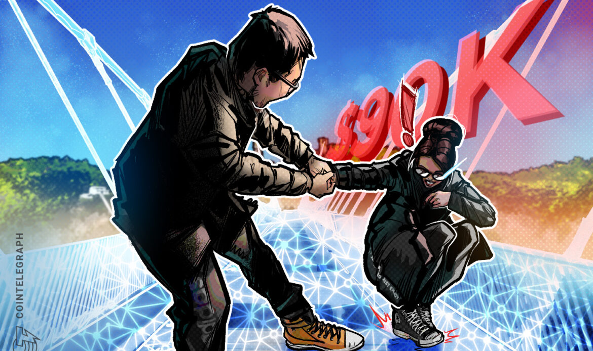 A realistic comic drawing of a businessman pulling another man away from a glowing red screen showing downward chart trends.