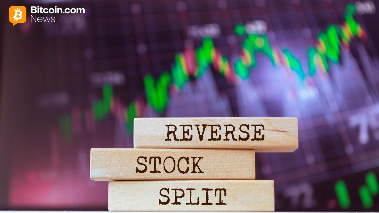 A blurry digital market chart displaying a sharp green upward spike behind a bold text sticker reading REVERSE
