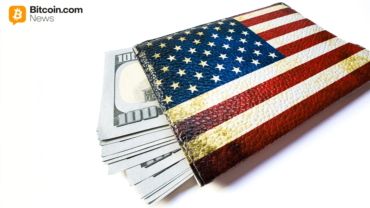 A crisp American flag fabric pattern neatly wrapped around a stack of high-denomination United States dollar bills.