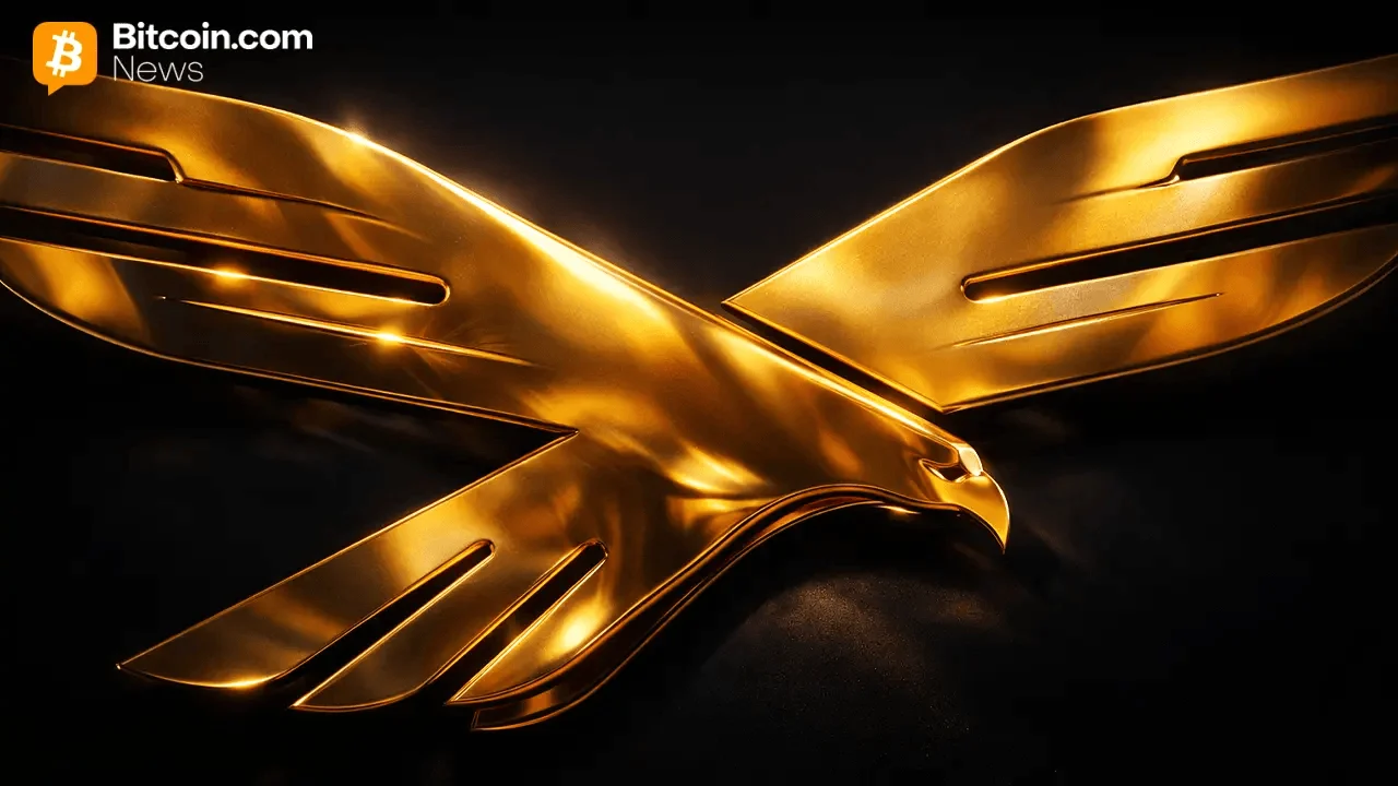 Close-up abstract artwork displaying sleek, interlocking architectural shapes finished in polished reflective gold.