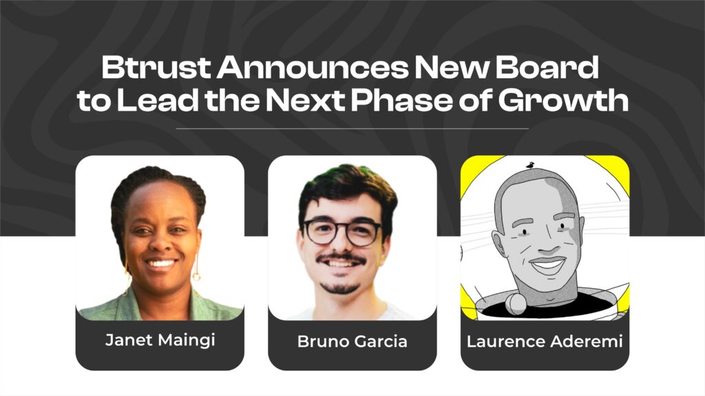 Corporate announcement banner showcasing headshots of newly appointed board members over clean white layout blocks.