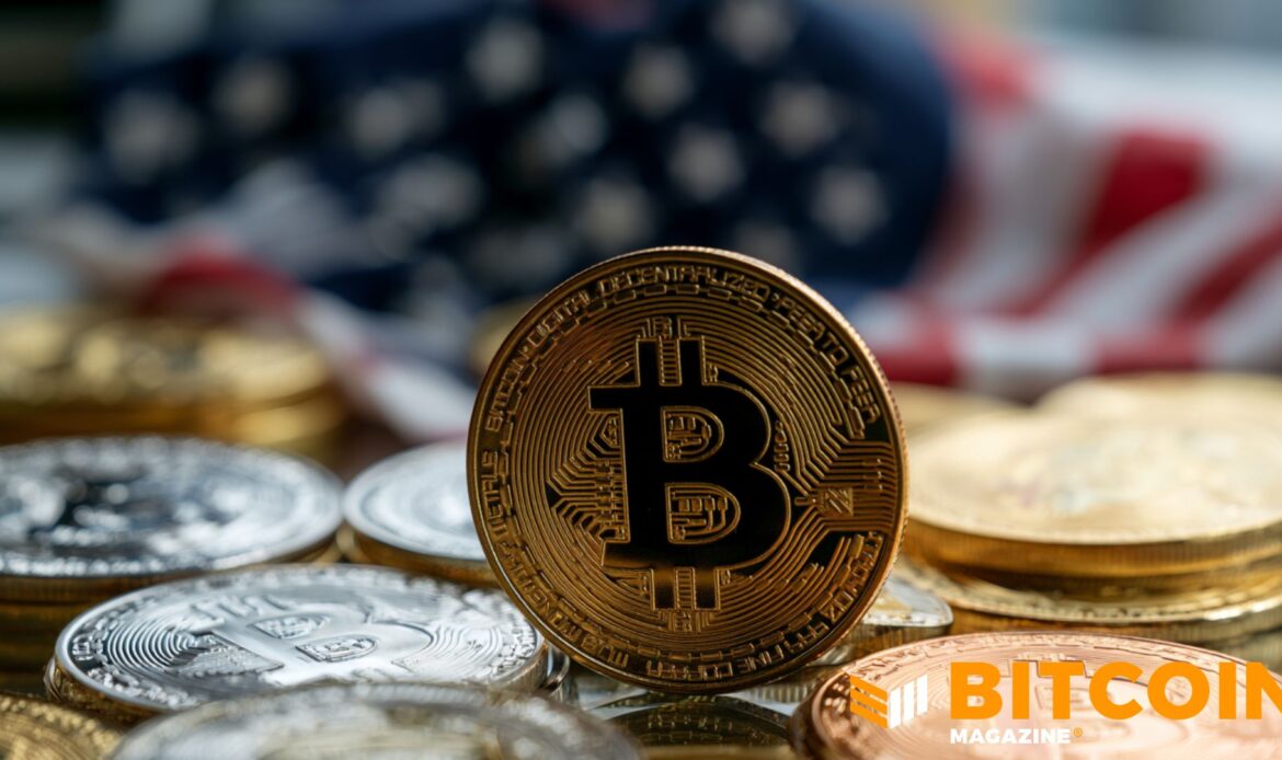 Detailed close-up of a dark metallic Bitcoin token sitting over a blurry pile of multi-colored traditional poker chips.
