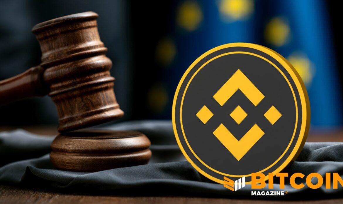 Binance logo displayed alongside a legal gavel