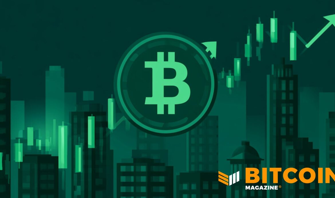Bitcoin symbol with rising market charts and trading indicators