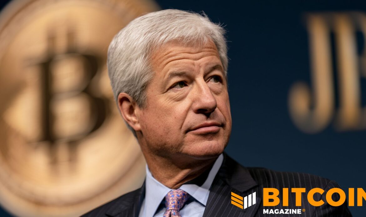 Portrait of JPMorgan Chase CEO Jamie Dimon speaking during a formal financial news panel interview.