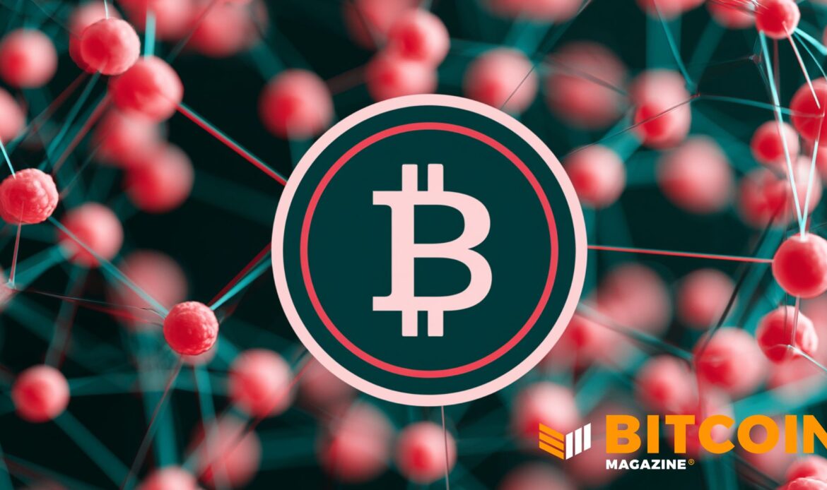 Bitcoin symbol connected through a digital network