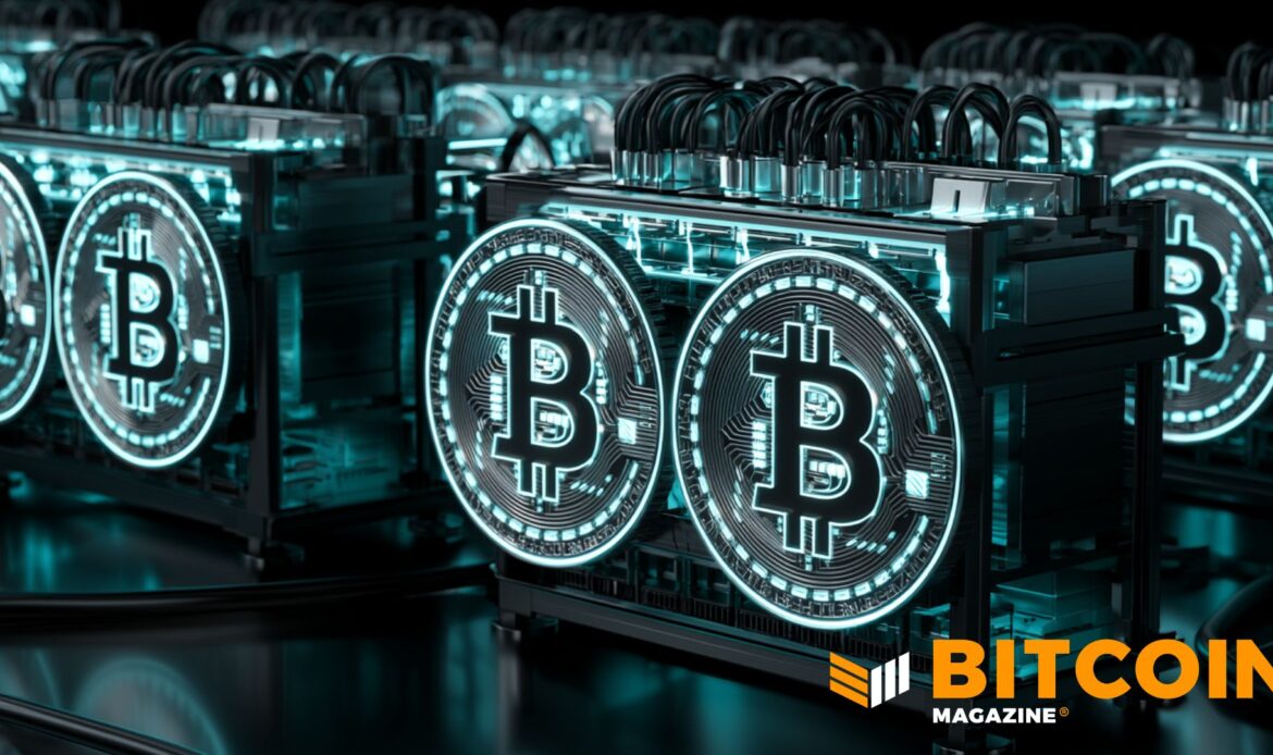 Digital Bitcoin mining concept with illuminated crypto infrastructure