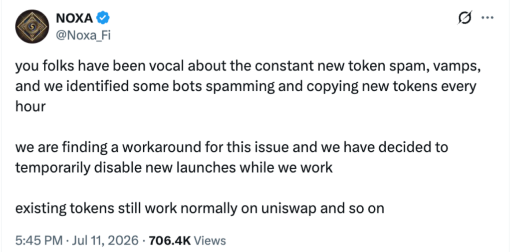 Noxa announced the shutdown (Source: Noxa X Official Account)